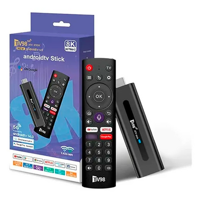 Decodificador De Tv Box Tv 98 Atv Stick Control 8k Ultra Hd