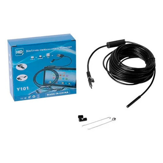 Cámara Endoscópica 1 Metro 3 En 1 Micro Usb Tipo C Flexible