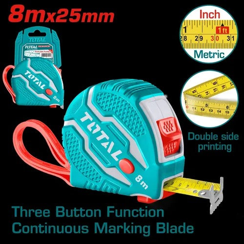 Cinta Métrica De 8 Metros Marca Total Tools