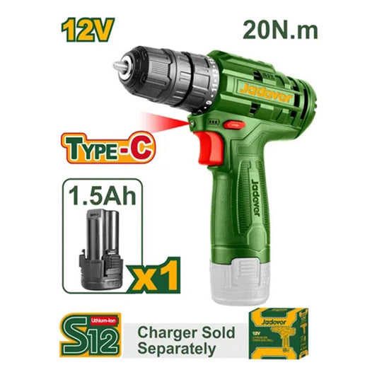 Taladro Inalámbrico 12v Jadever 20nm - 750 Rpm