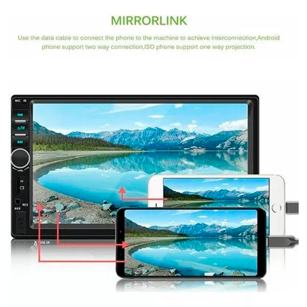 REPRODUCTOR DE PANTALLA 7" DOBLE DIN CON ACCESORIOS