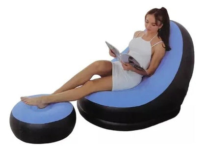 SILLON SOFAS PUFF INFLABLE CON REPOSA PIES DE DESCANSO