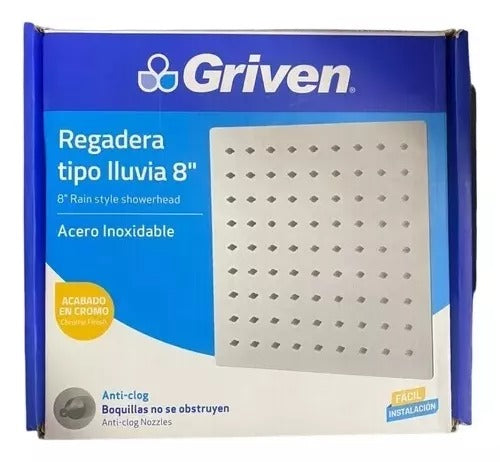 DUCHA REGADERA TIPO LLUVIA DE 8 PULGADAS GRIVEN