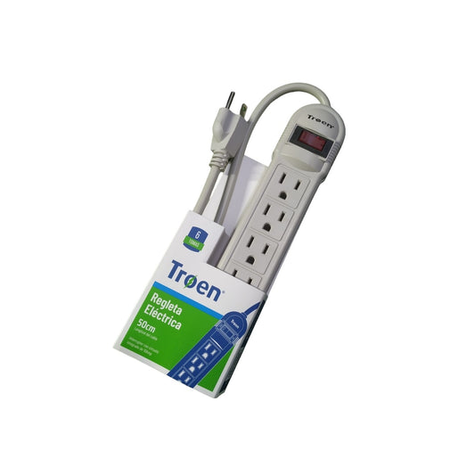 Regleta Eléctrica De 6 Tomas 50 Cm Longitud De Cable Troen