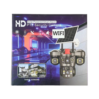 Cámara De Seguridad Triple Angulo 3 en 1 Con Panel Solar Recargable