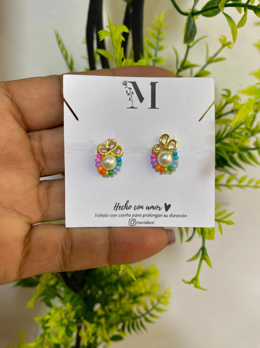 ZARCILLOS SAMANTA MULTICOLOR CON PERLA