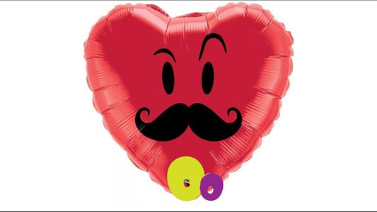 GLOBO METALIZADO CORAZON MOSTACHO 18 INCH