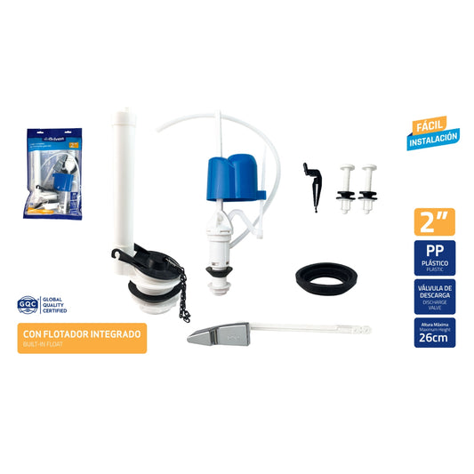 HERRAJE PARA POCETA DE TANQUE BAJO CON BOTON LATERAL DE 2 PULGADAS