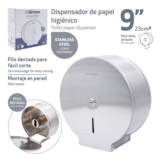 Dispensador De Papel Higiénico De Acero Griven De 9 Pulgadas
