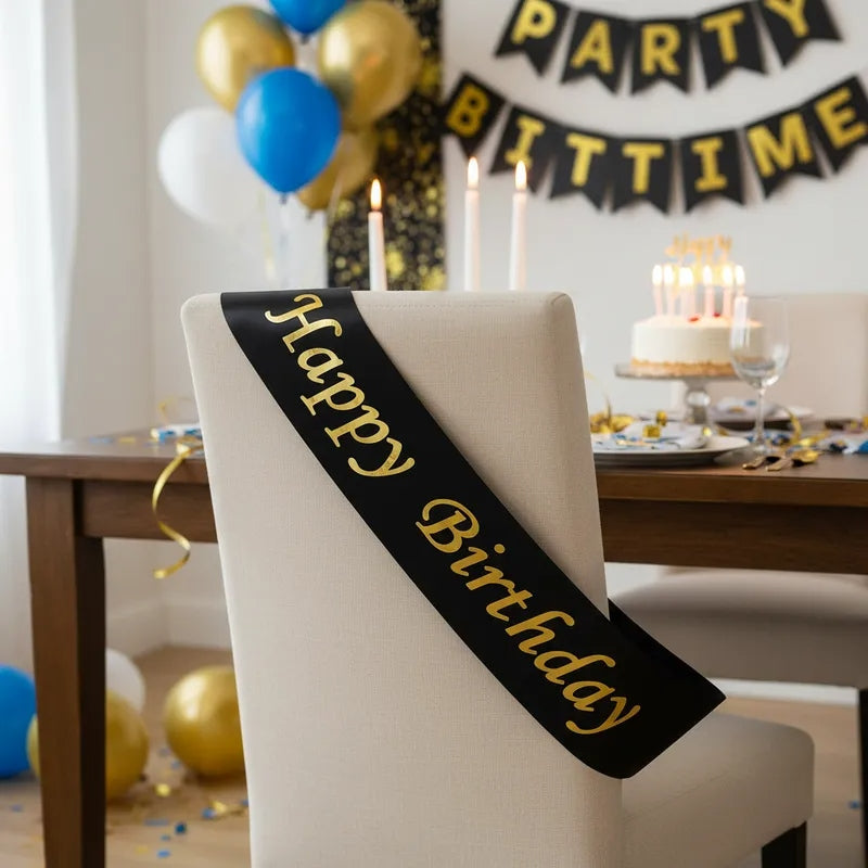 Bandas Happy Birthday Escarchas Metalizadas Fiestas/arreglos