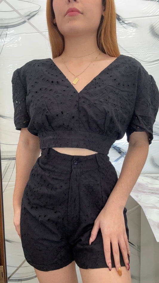 SET CONJUNTO DE HUEQUITO COLOR NEGRO