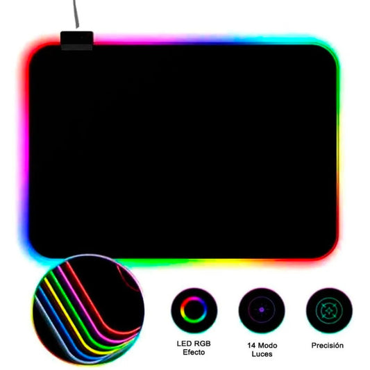 MOUSE PAD GAMING RGB ALFOMBRILLA ANTIDESLIZANTE 25X35CM