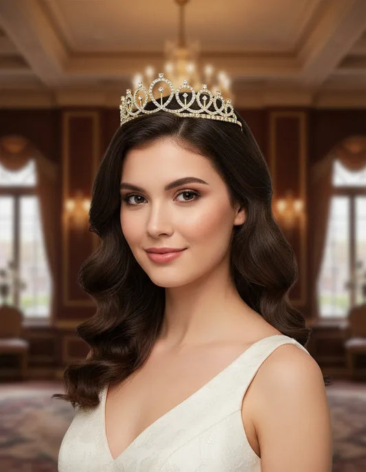 Coronas Para Reinas Metálicas Con Brillantes Tipo Cintillo