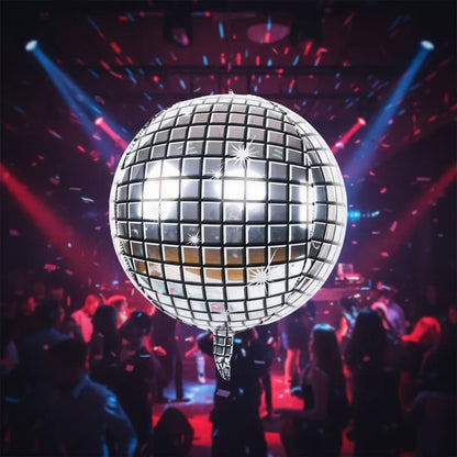 Globo Metalizado Discoteca 4d Plateado Para Fiestas Arreglo