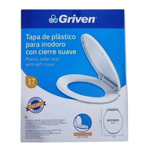 Asiento Tapa Sanitario Poceta Redondo Cierre Suave 17" Griven