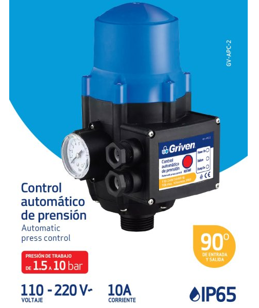 Press Control Automático Griven Con Manómetro Presión