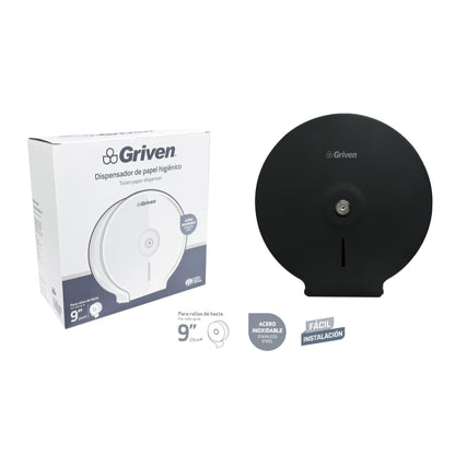 Dispensador De Papel Higiénico De Acero Griven De 9 Pulgadas