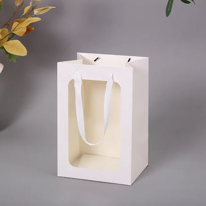 Bolsas De Regalos Mini Elegante Blancas Con Visor Transparente
