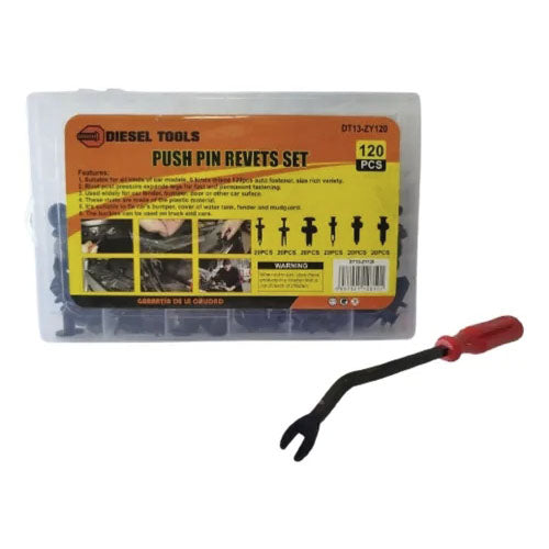 Set De Remaches Pasadores Plásticos 120 Piezas Diesel Tools