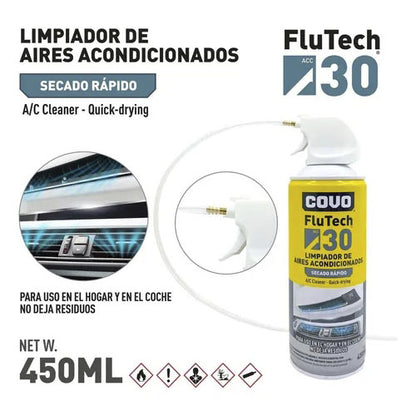 Limpiador De Aires Split Y Vehiculo Flutech 450ml Marca Covo