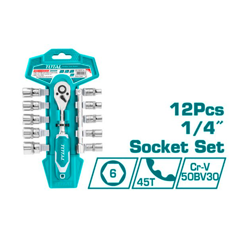 Ratchet De 1/4 Con Juego De Dados 12 Piezas Total Tools Set