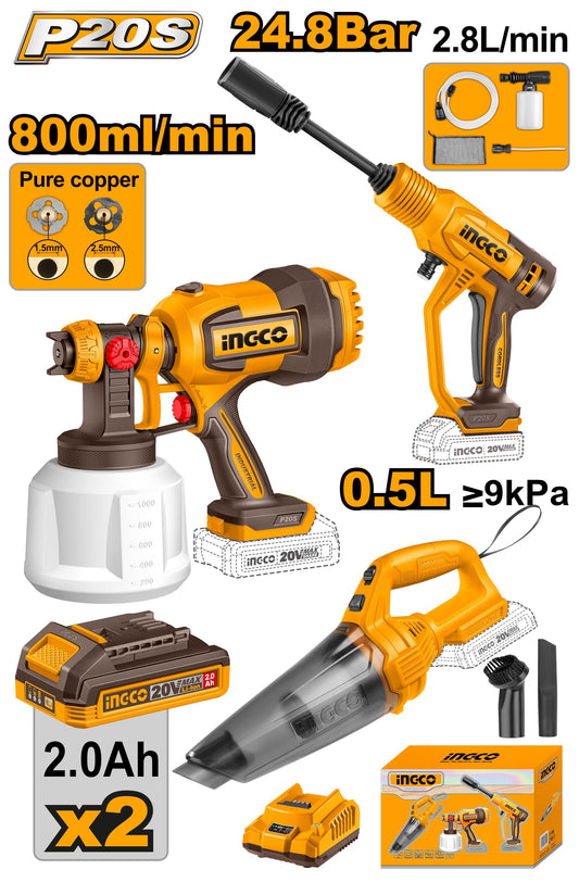 Pistola Para Pintar + Hidrojet+ Aspiradora Kit Inalámbrico