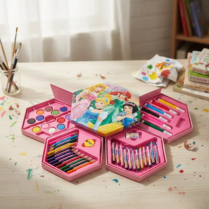 Set De Arte Hexagonal Para Niñas Con 46 Piezas Para Dibujar