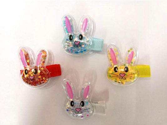 SET DE GANCHITOS DE CONEJITOS🐰 CON BRILLANTINA