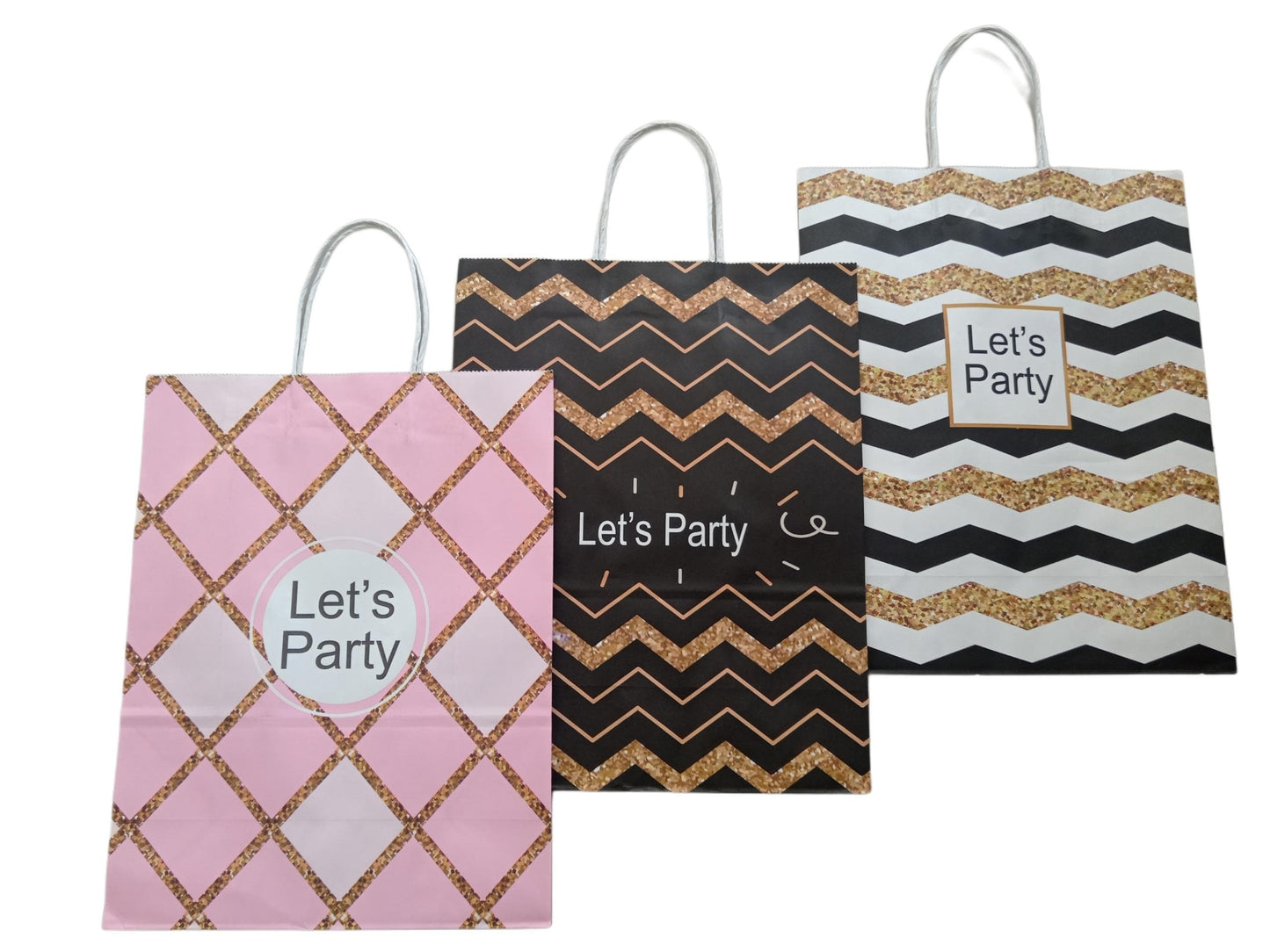 BOLSAS DE REGALOS DE PAPEL ( LETS PARTY - FELIZ DIA )