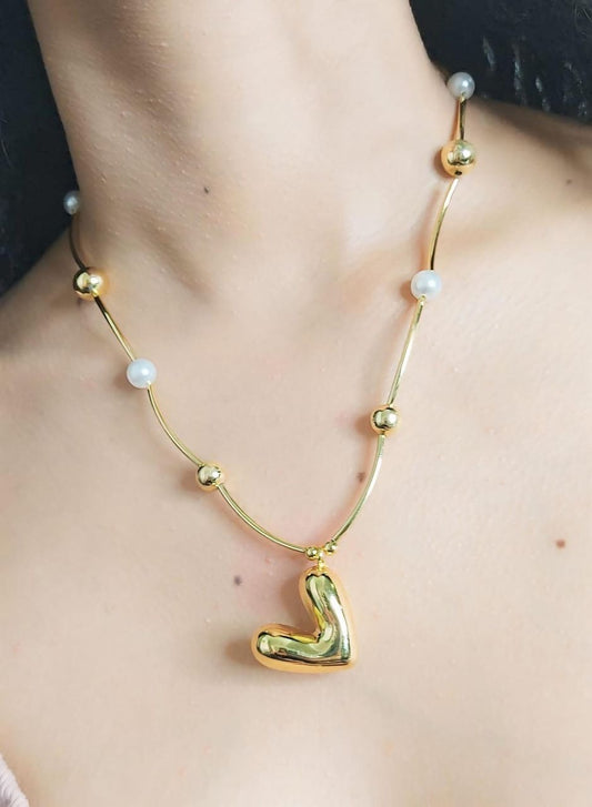 CADENA BALIN CON PERLA LETRA V