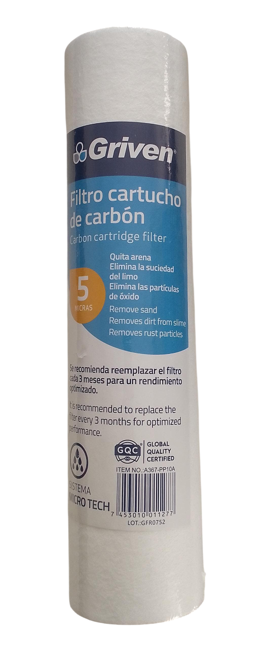 Filtro Cartucho De Carbón De Polipropileno 5 Micras Griven