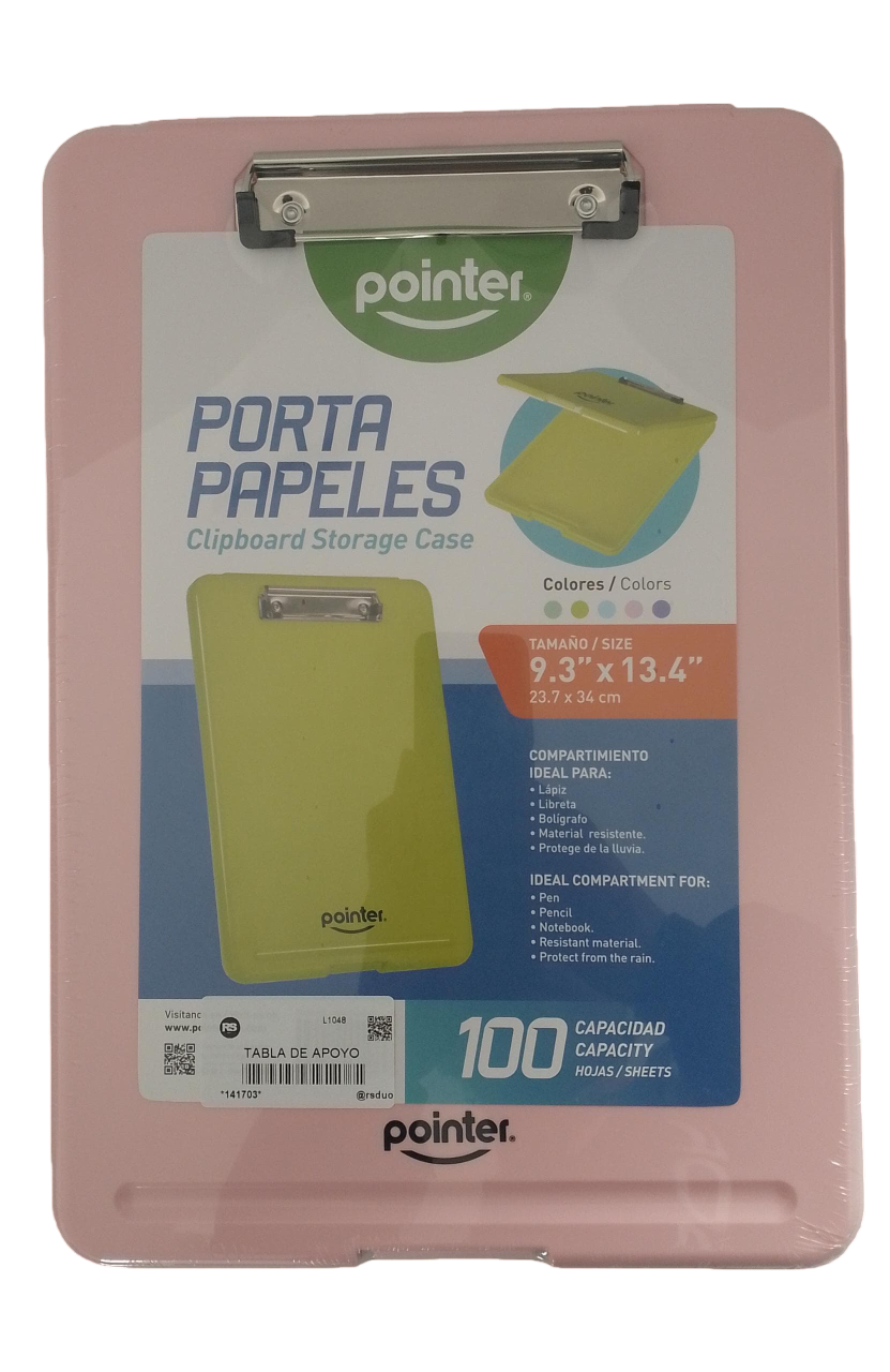 Tabla Porta Papeles Colores Pasteles Pointer De 23.7 X 34 Cm