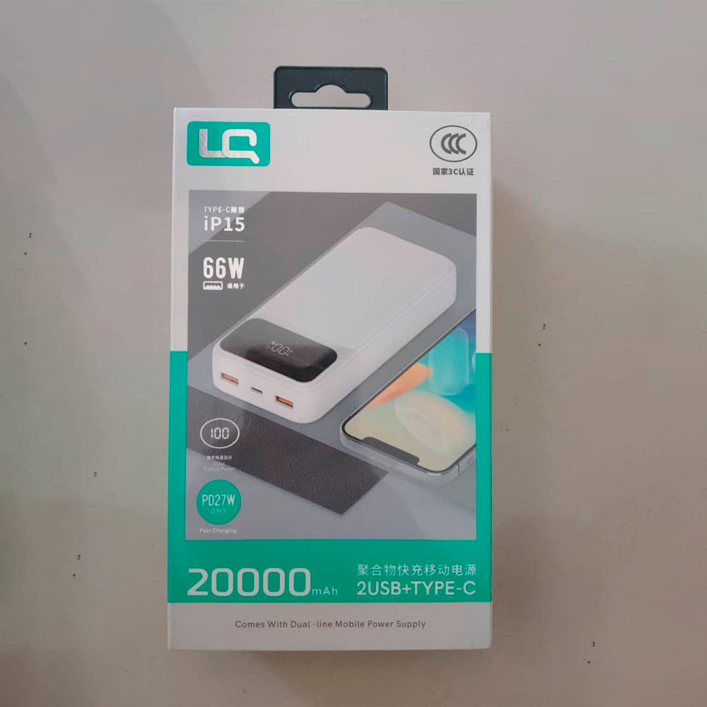 Power Bank 20000mah Cargador Portatil De 2 Cables Usb+tipo C