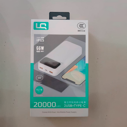 Power Bank 20000mah Cargador Portatil De 2 Cables Usb+tipo C