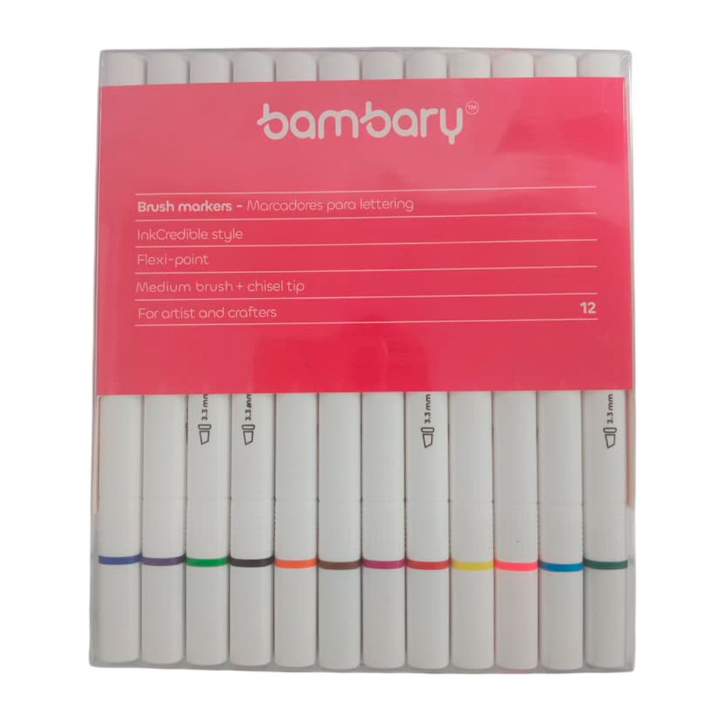 Marcadores Para Lettering Doble Punta De 12 Unidades Bambary