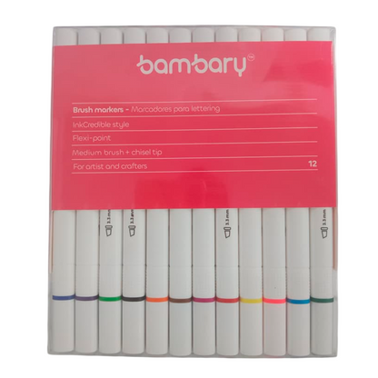 Marcadores Para Lettering Doble Punta De 12 Unidades Bambary