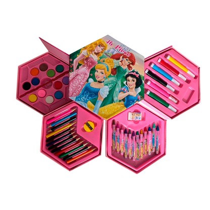 Set De Arte Hexagonal Para Niñas Con 46 Piezas Para Dibujar