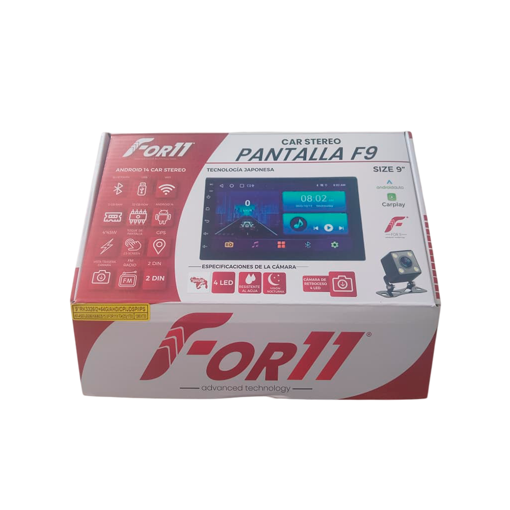 Reproductor Pantalla Android 9 Pulg 2+64gb For11 + Cam 4 Led