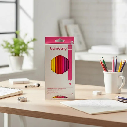 Lapices De Colores Borrables Redondos De 7 X 3 Mm 24 Und.