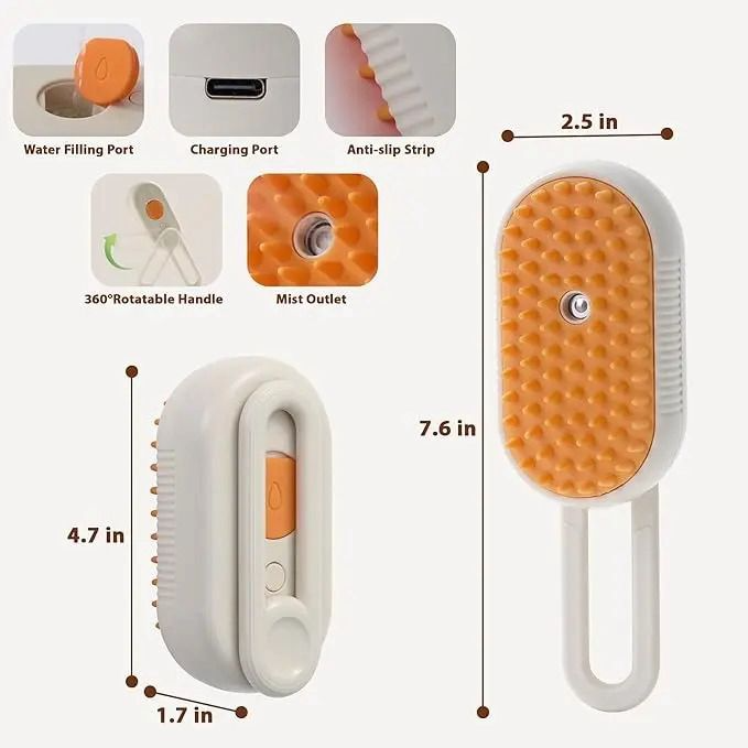 Cepillo Para Mascotas Eléctrico Recargable Con Pulverizador