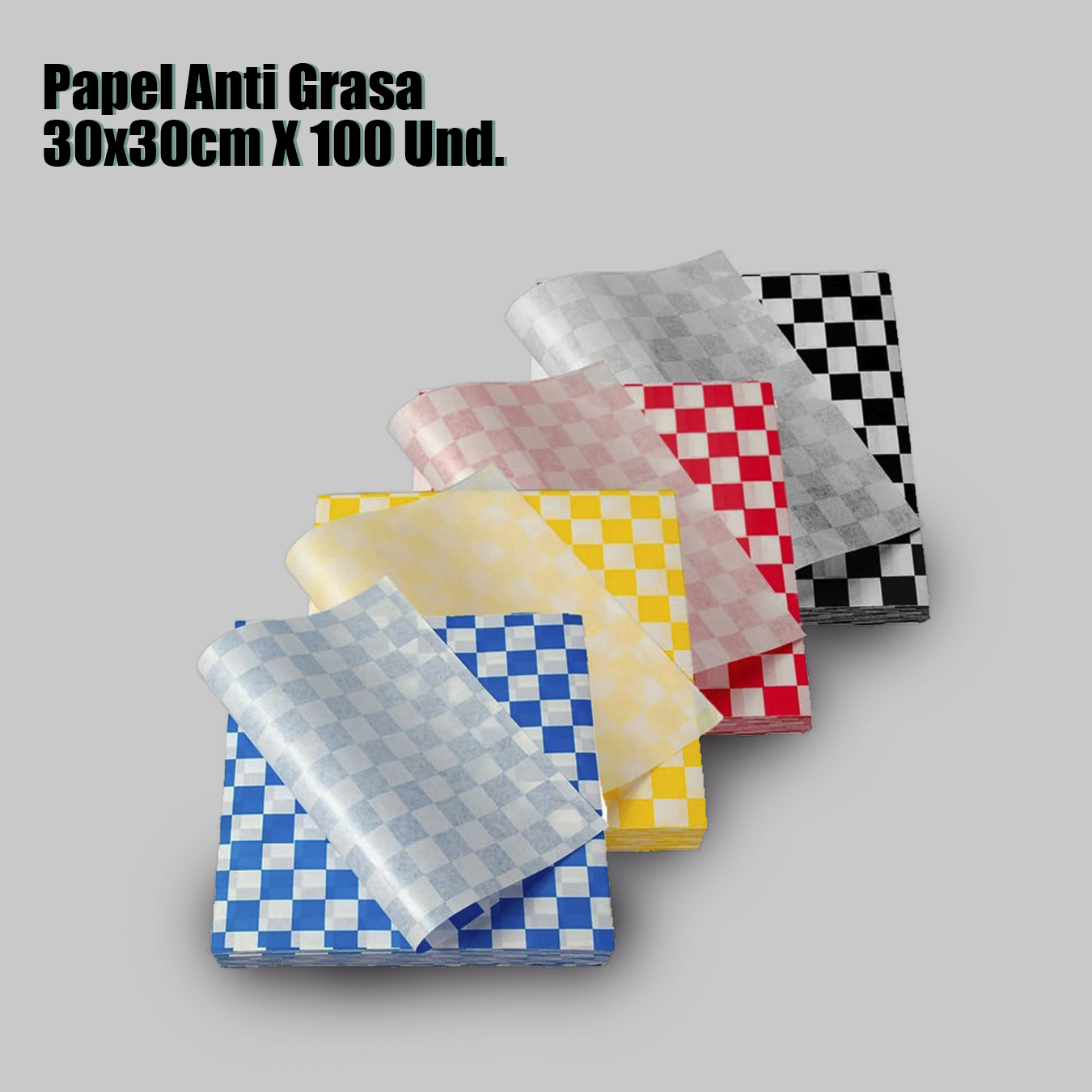 Papel Anti Grasa Cuadro Amarillo /blanco 30x30cm X 100 Und.