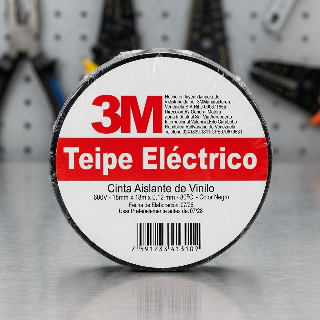 Teipe Negro Electrico De 18 Metros x 18MM