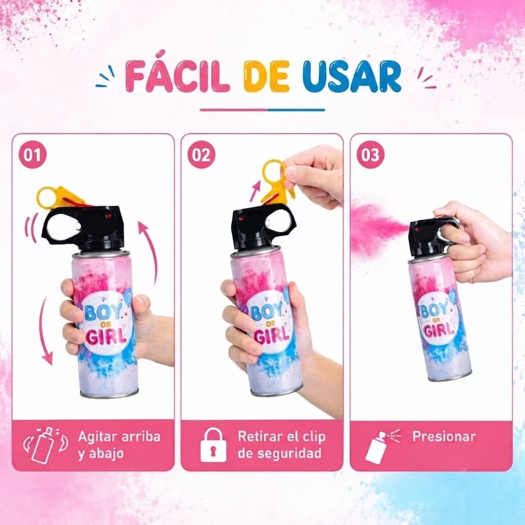 Extinguidor De Polvo 250G Revelacion Genero Baby Shower Rosa