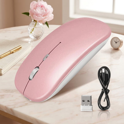 Mouse Inalambrico Bateria Recargable Luz Led - Rosado