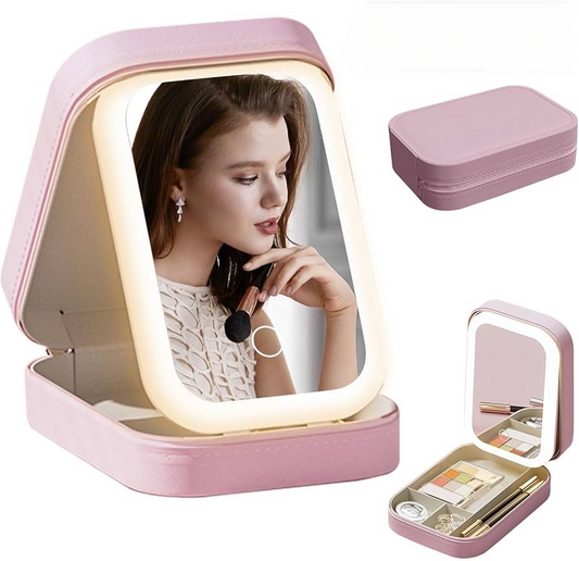Espejo Mesa Base Rosa Maquillaje Neceser