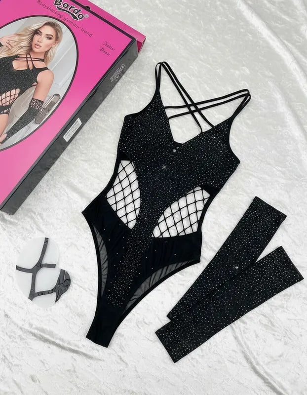 Lencería Bordo Body Stocking Glamour Trend Talla Única