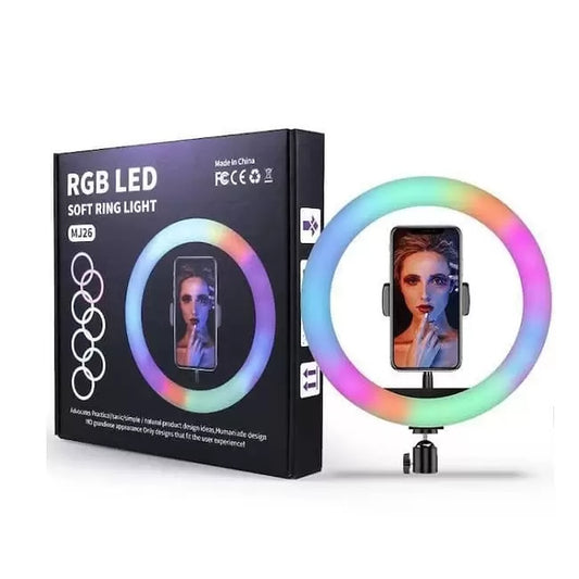 Aro De Luz Rgb Colorido 26cm 10 Pulgadas + Trípode 2,10m