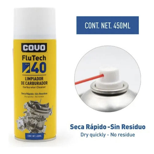 Limpiador De Carburador 450 Ml Flu Tech Secado Rápido Covo