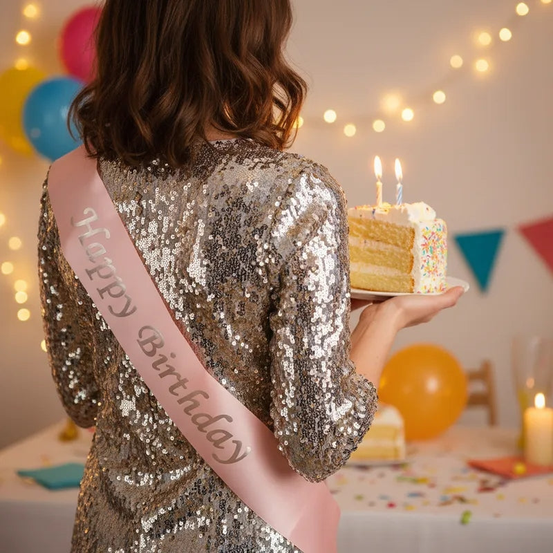 Bandas Happy Birthday Escarchas Metalizadas Fiestas/arreglos