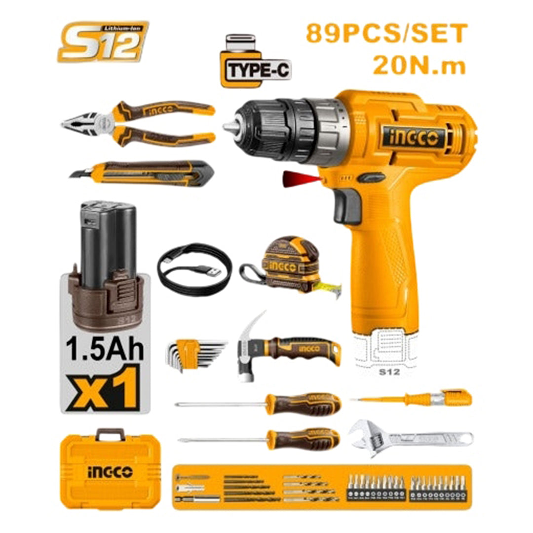 Kit De Atornillador 12v S12 Con 89 Piezas INGCO Herramientas